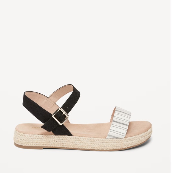 NWT OLD NAVY Striped Canvas Platform Sandals SIZE 8 O.n. New Black Stripe - Picture 4 of 5